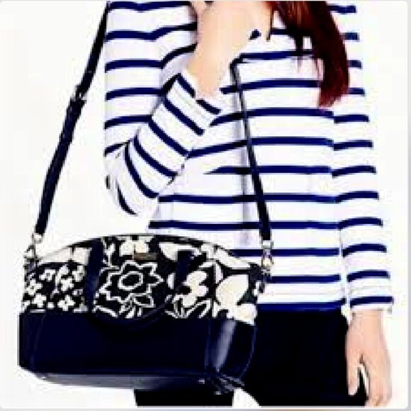 Kate Spade Charlotte Street Fabric Small Sloan - Floral Print French Navy/Champ